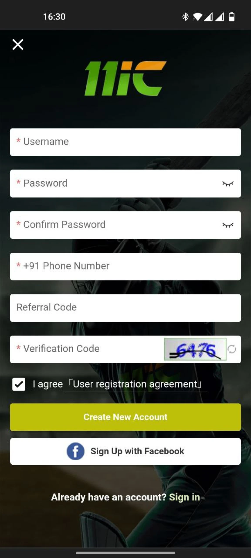 Start registering on the 11ic app.