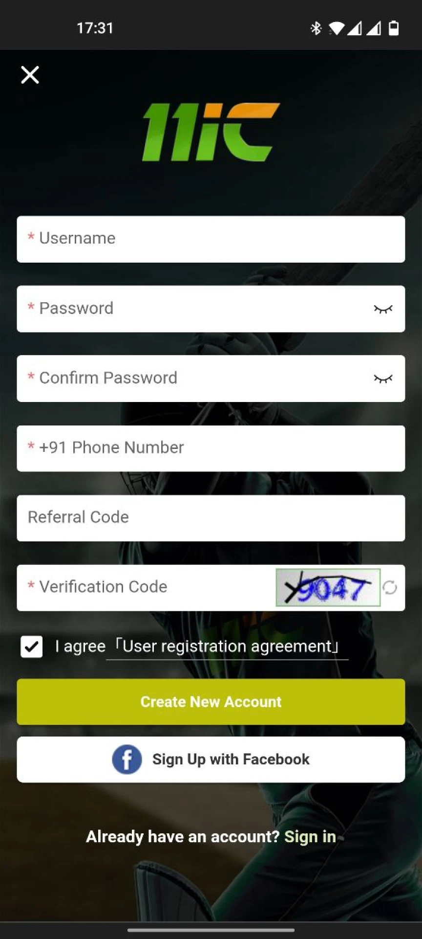 Access the registration section of the 11ic app in India for a quick and easy sign-up process, unlocking exclusive bonuses and betting options.