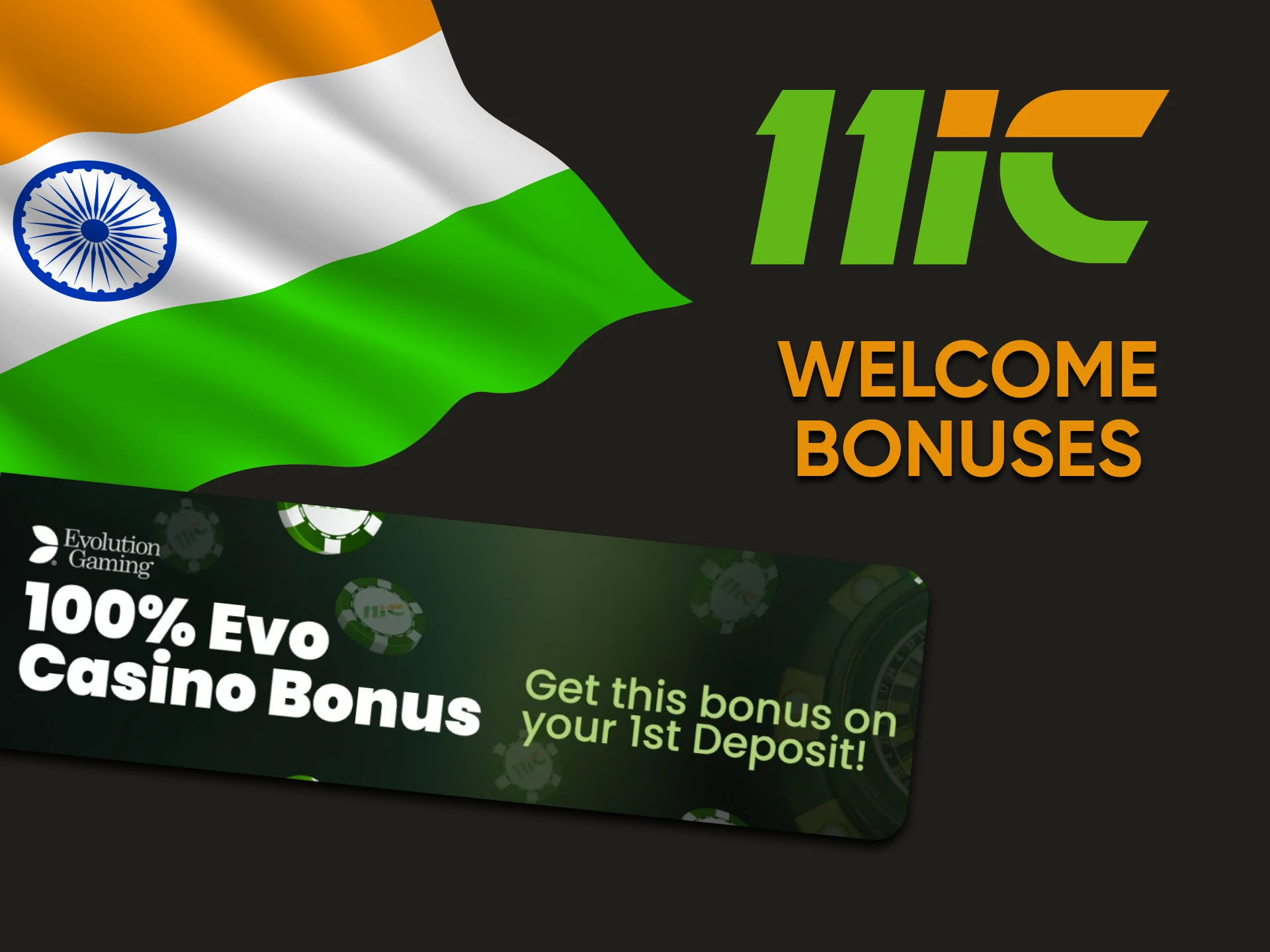 Get welcome bonuses from the 11ic app in India.