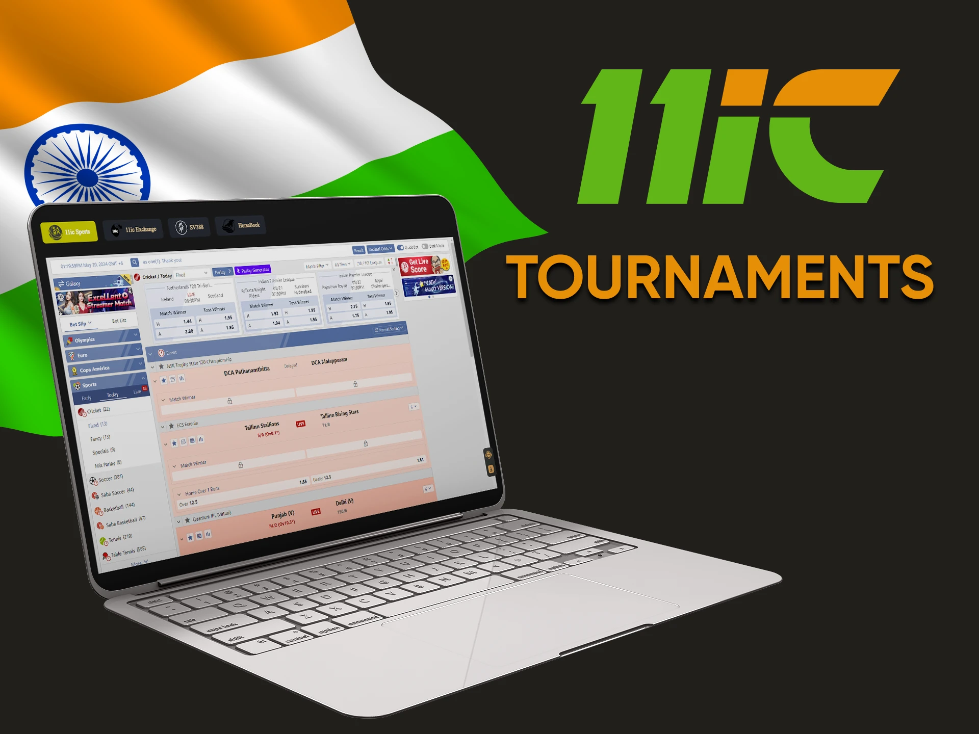 At 11ic you can choose the best tournament for cricket betting.