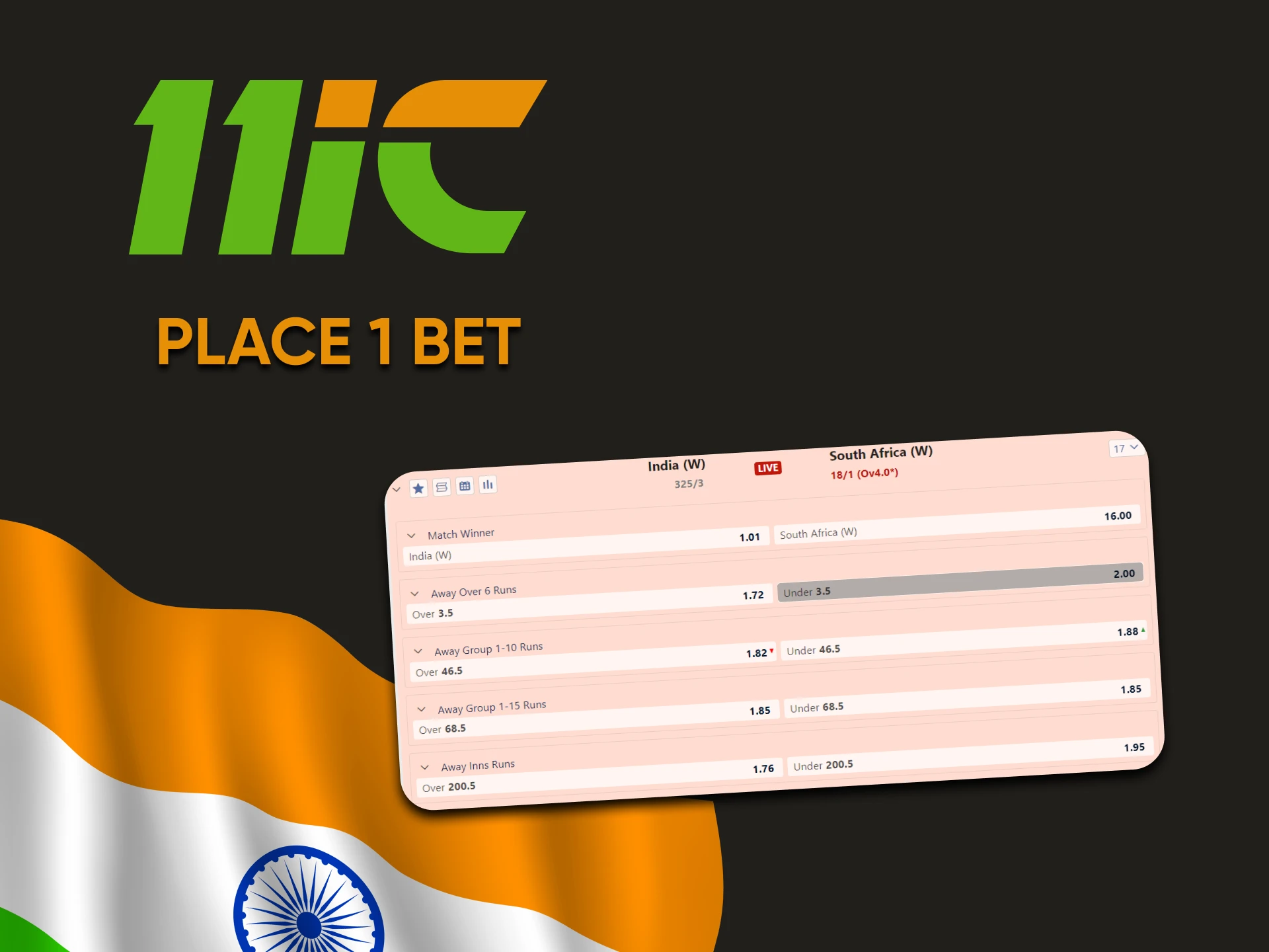 You can now place your first bet on 11ic.